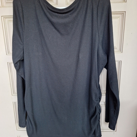 Lane Bryant Sweater Plus Sz18/20 Lt Weight Black Ruch Sides Long Sleeves - Picture 9 of 9